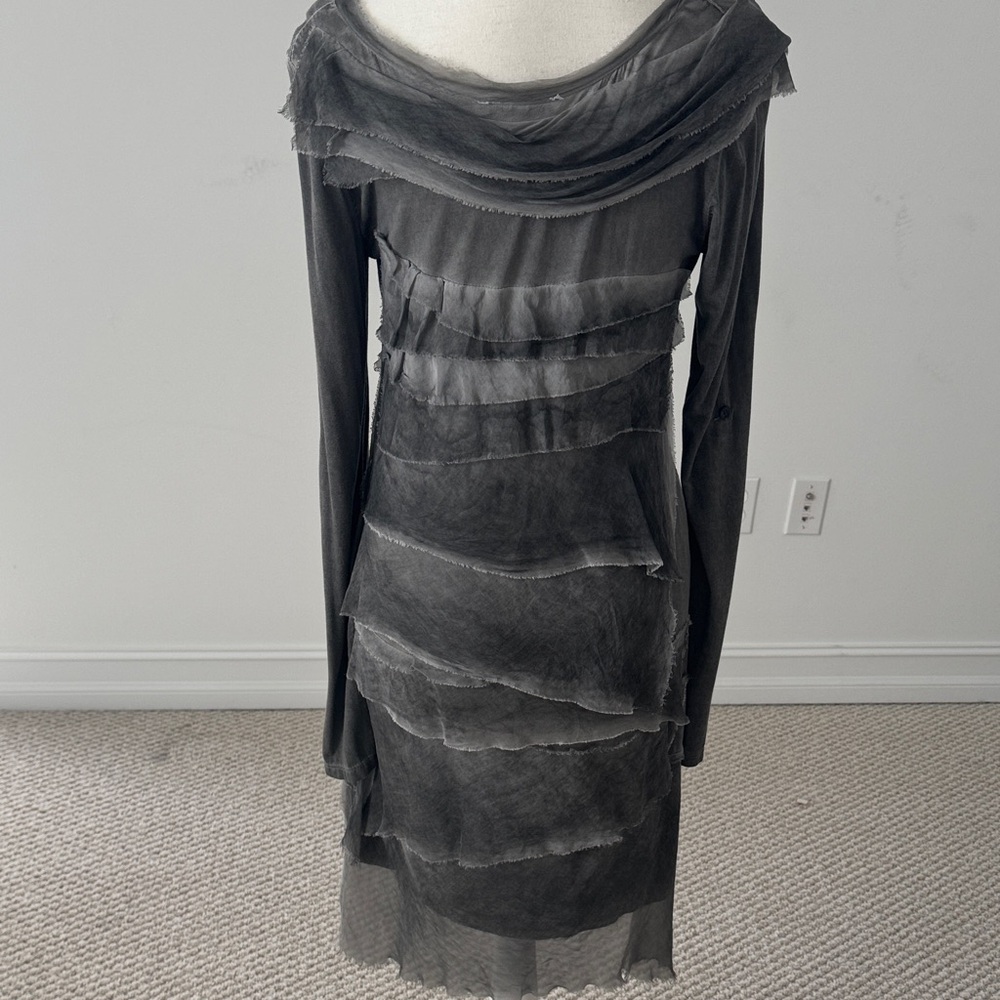Tempo Paris Charcoal Layered Long Sleeve Dress - Picture 3 of 4